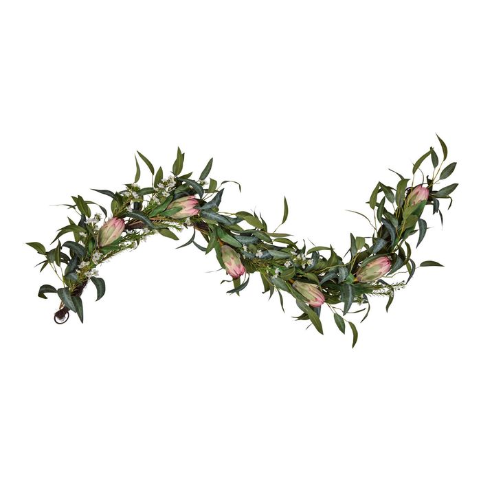 Rogue Protea Eucalyptus Garland - Pink & Green 30x15x153cm