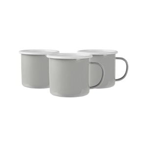 Argon Tableware Coloured Enamel Mugs - Steel Outdoor Camping Tea Coffee Cup - 375ml - Pack of 6
