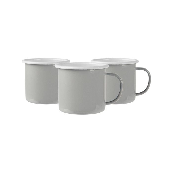 Argon Tableware Coloured Enamel Mugs - Steel Outdoor Camping Tea Coffee Cup - 375ml - Pack of 6