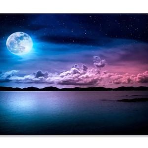 Landscape Of Sky with Full Moon on Sea  Print 100% Australian Made 90 x 60cm  (Stretched)