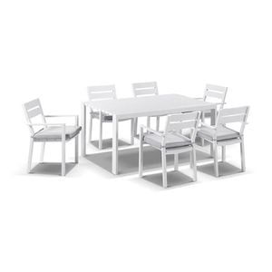 Outdoor Capri 6 Seater Aluminium Dining Setting - White
