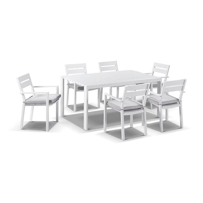 Outdoor Capri 6 Seater Aluminium Dining Setting - White