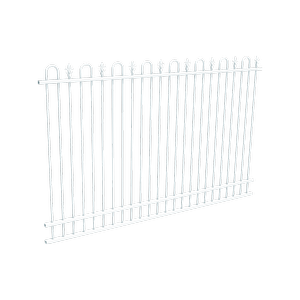 ProtectorAl 2400 x 1800 mm Pearl White Aluminium Pool Fence Panel Loop & Spear with Mid Rail