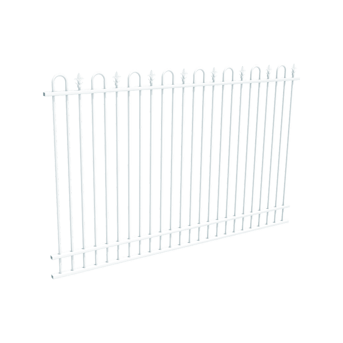 ProtectorAl 2400 x 1800 mm Pearl White Aluminium Pool Fence Panel Loop & Spear with Mid Rail