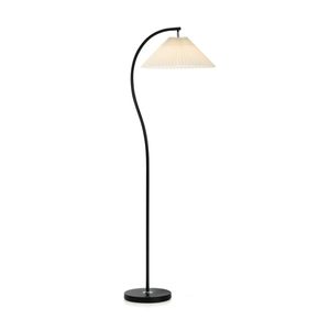 Oikiture Floor Lamp Standing Lamp Pleated Shade Metal Reading Lamp Black