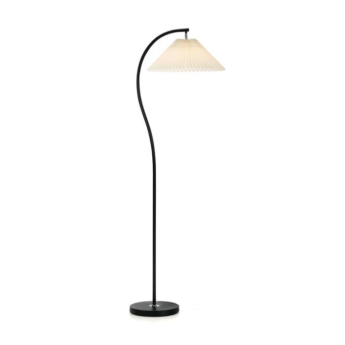 Oikiture Floor Lamp Standing Lamp Pleated Shade Metal Reading Lamp Black