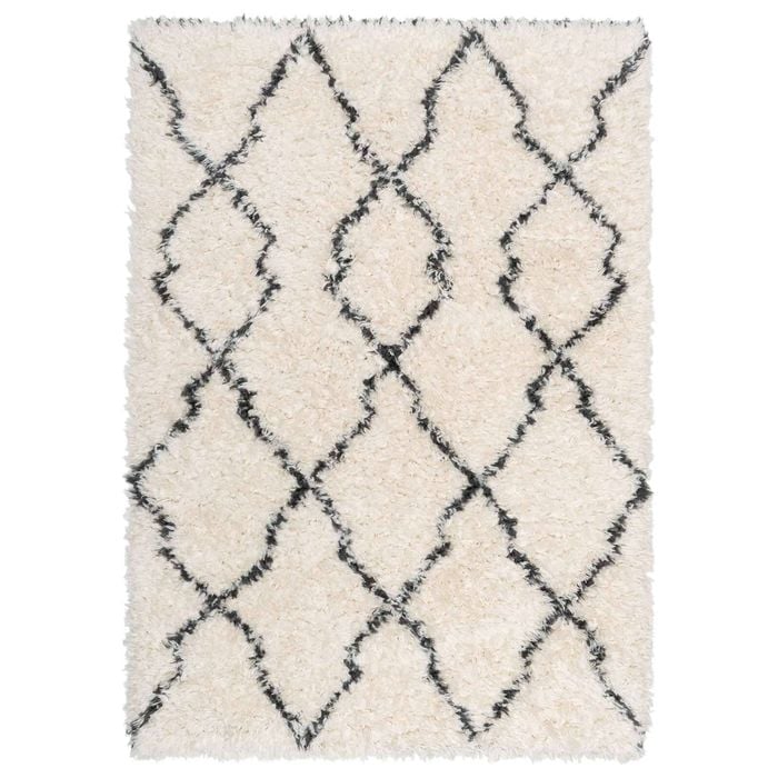 Loopsie-370cm X 280cm-rusk Cream And Black Diamond Shag Rug