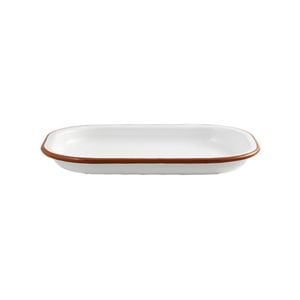 Urban Style Enamelware 21cm Porcelain w/ Red Rim Tray - White