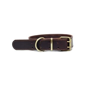 CottonMore 100% Real Leather Dog Collar Strength w Sturdy buckle and D-ring - XL