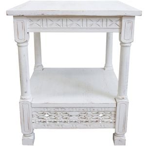 LVD Noosa Fir Wood Side Table Furniture 50x60cm - Rustic White