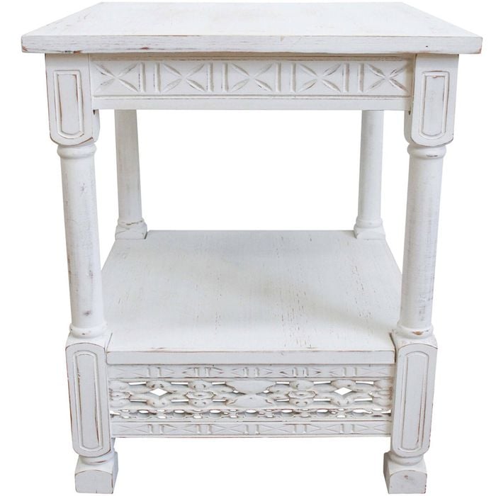 LVD Noosa Fir Wood Side Table Furniture 50x60cm - Rustic White
