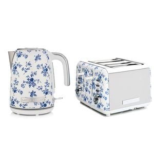 Laura Ashley 1.7l Jug Electric Kettle And 4 Slice Toaster Combo China Rose