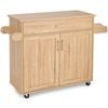 Costway Mobile Kitchen Island Trolley Sideboard W/spice Rack Natural