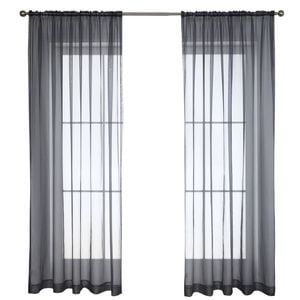 Windoware 120 x 213cm Black Coco Rod Pocket Curtain - 1 Pack