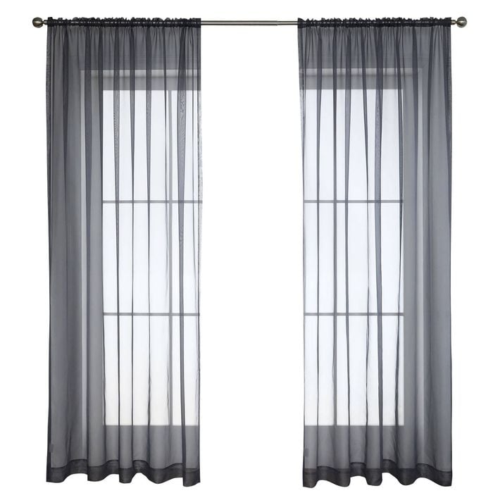 Windoware 120 x 213cm Black Coco Rod Pocket Curtain - 1 Pack
