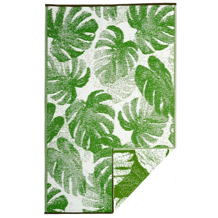 Fab Habitat 180x270cm Green Panama Lime Botanical Recycled Plastic Outdoor Rug