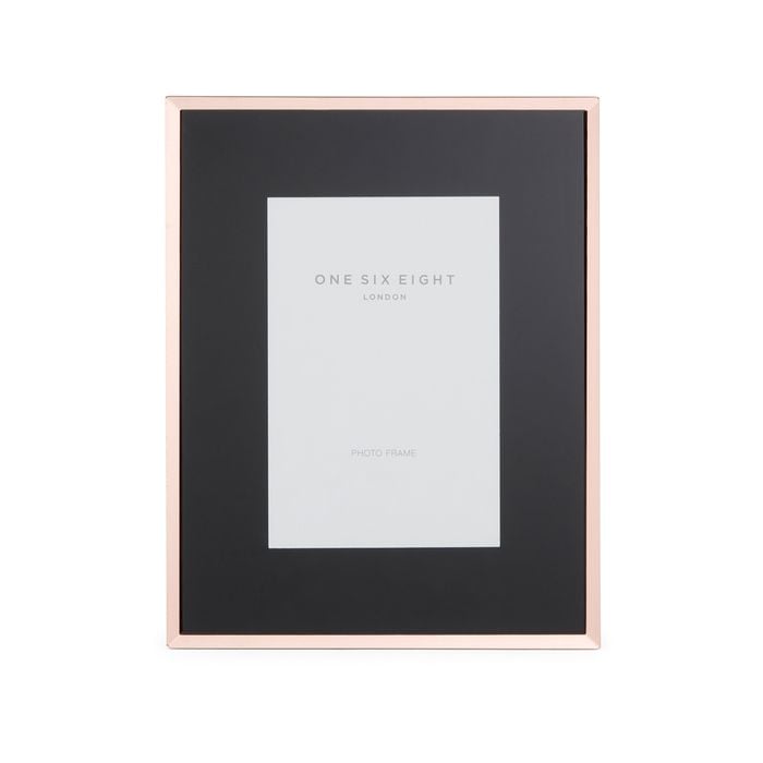 One Six Eight London Clara 6 X 4 Black / Rose Gold Glass Photo Frame