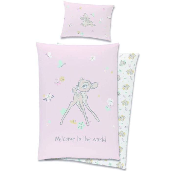 Disney Bambi Flowers Kids Cotton Quilt Cover Set - Toddler Bed Size