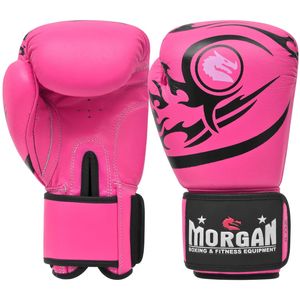 Morgan Elite Boxing & Muay Thai Leather Gloves (8 -12 & 16oz) [8oz  Fluro Pink]