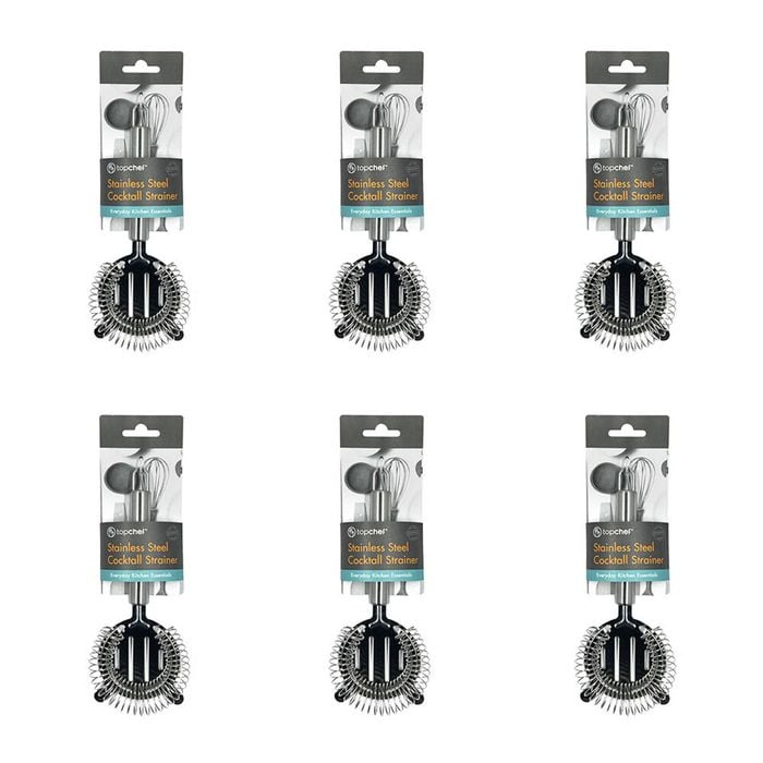 6PK Topchef Stainless Steel Cocktail Strainer Kitchen Utensil 21cm Silver