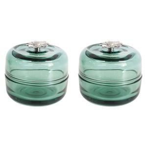 2PK LVD Glass Trinket Box Storage Decor Round 9.5cm - Wilde Jungle