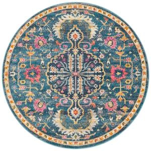 The Rug Connection Garden 209 Navy 240x240cm - Large Round Transitional Pet Friendly Indoor Rug