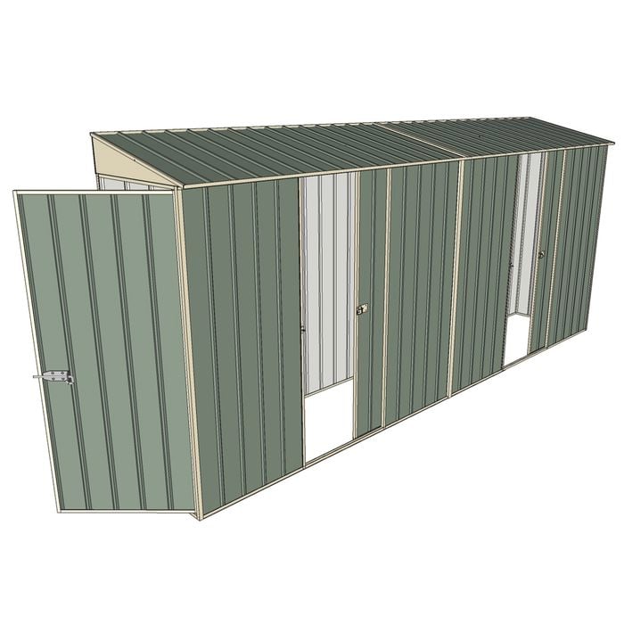 Build-a-Shed 0.8 x 4.5 x 2m Hinged Door Tunnel Shed With Double Sliding Side Doors - Green