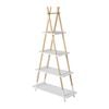 Takara Kusa 4-tier Natural Wooden A-frame Ladder Storage Shelf Modern Natural & White Bamboo Tripod Bookcase 30x78x148cm