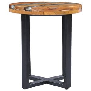 vidaXL Solid Teak Wood Coffee Table 40x45cm Polyresin Side Sofa Couch Stand