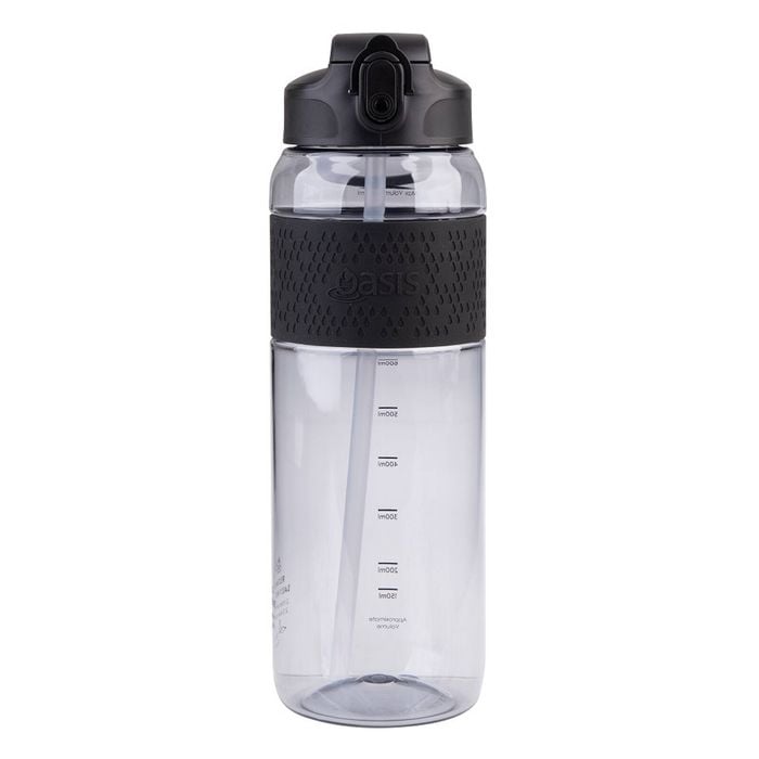 Oasis Tritan Sports Bottle with Sipper and Straw 1 Litre - Carbon Black