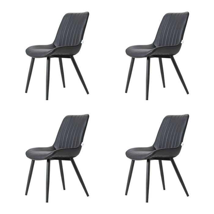 Familand Dining Chairs Set of 4 Padded Seat Kitchen Living Room Chair Leather in Black