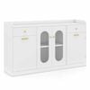 Costway Tilt Out Trash Can Buffet Cabinet Kitchen Island 1.4m Bar White