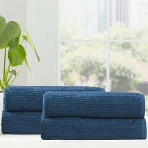 Renee Taylor 4 Piece Cotton Ribbed Bath Towel Ink