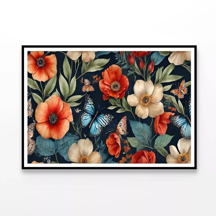 Flowers & Butterflies Featuring  Print 100% Australian Made 90x60cm  (Poster)