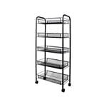 SOGA 5 Tier Steel Black Bee Mesh Kitchen Cart with Wheels