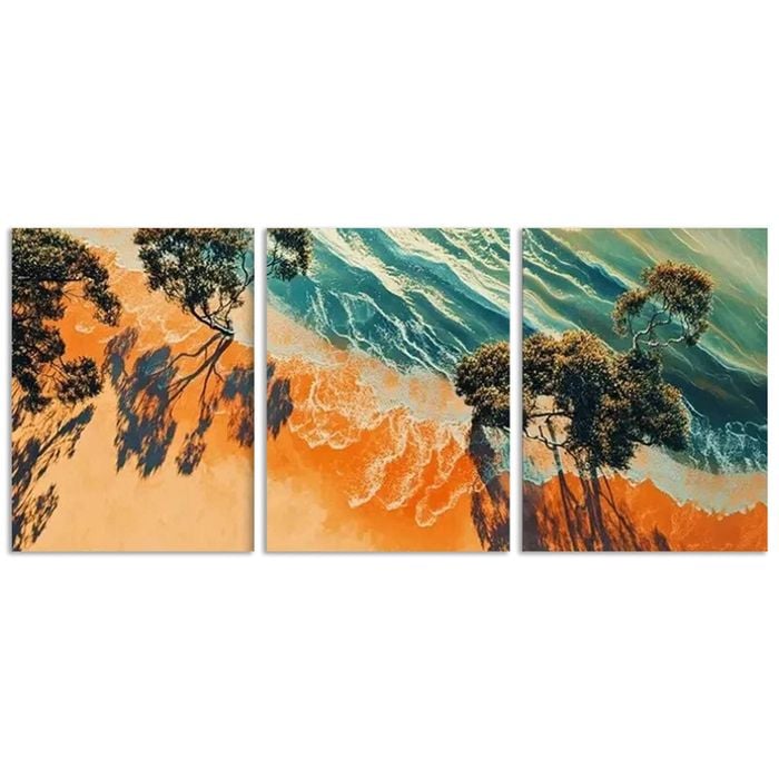 3pcs Aerial view of the sand Print 100% Australian Made 3 x 40x60cm (Metal Print)
