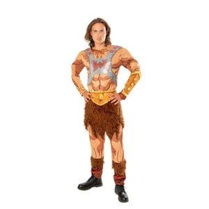 Adult He-Man Revelation Halloween Costume with Muscle Suit and Faux Fur Tunic, STANDARD
