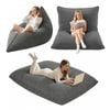 Artiss 3 In 1 Bean Bag Chair Cover No Filler Convertible Corduroy Bean Bag Cover Washable Grey