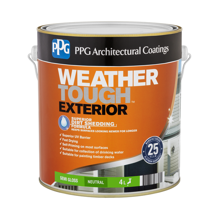 PPG Paints Weather Tough Exterior 4L Neutral Semi Gloss Paint
