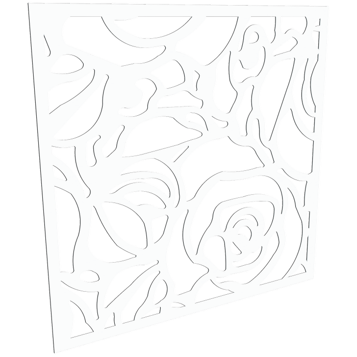 ProtectorAl 300-1200w x 300-1200h Pearl White Roses Unframed Solid Aluminium Decorative Panel