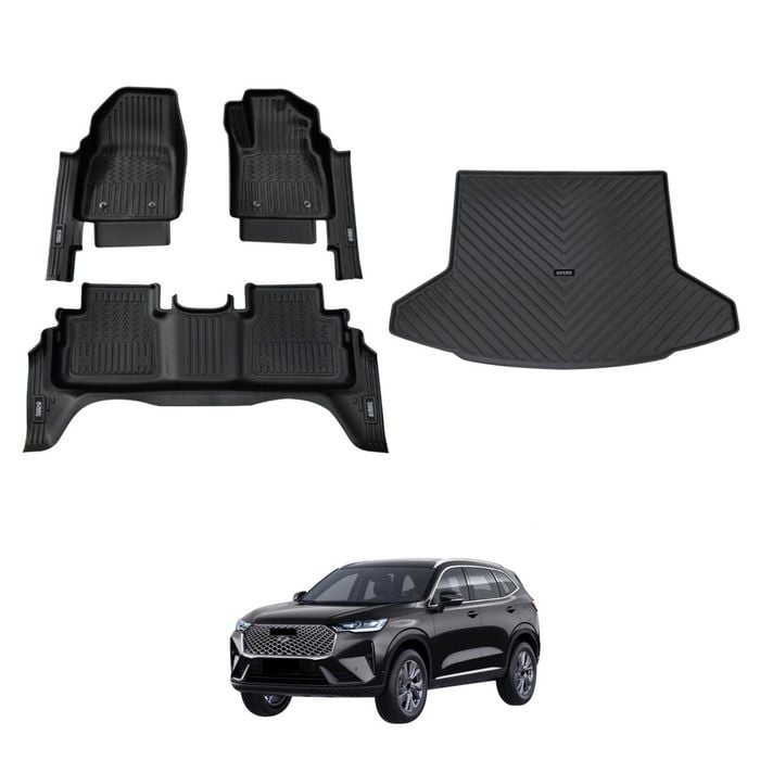 AUSGO Floor Mats & Boot Liner Set for Haval H6 B01 Series 2021-Onwards Car Floor Liners Cargo Mat