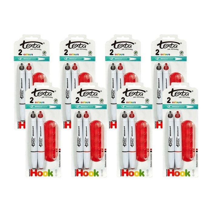 16pc Texta Non-toxic 1mm Whiteboard Markers Black And Red W/ Magnetic Hook