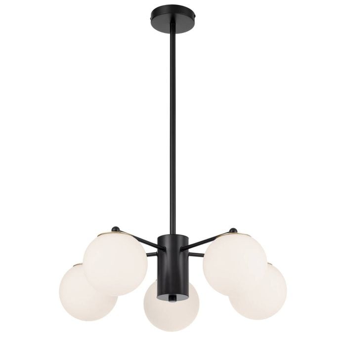 Telbix Marsten Contemporary Pendant Hanging Lamp Light Metal Glass Black Opal Matt Antique Gold