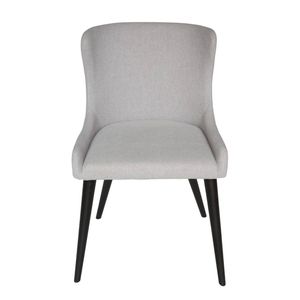 SK Designer Living | Osaka Upholstered Dining Chair | Black Wood Legs - Light Grey Fabric
