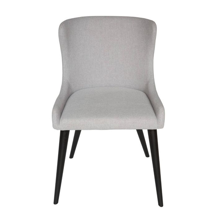 SK Designer Living | Osaka Upholstered Dining Chair | Black Wood Legs - Light Grey Fabric