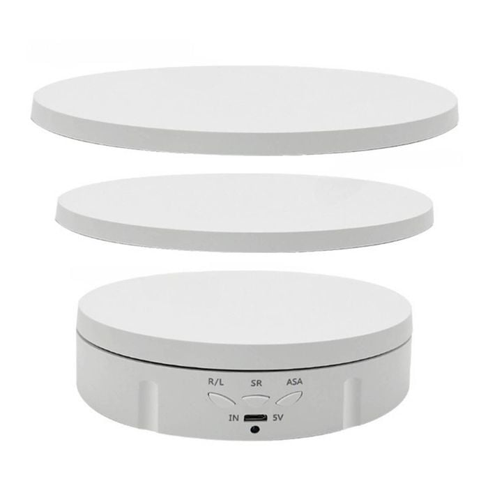 Tooleroo Electric 360 Rotating Product Display Stand White for Merchandise Video