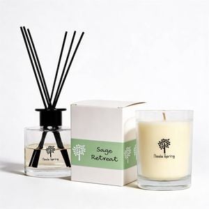 Nicola Spring Soy Wax Scented Candle & Reed Diffuser Set - Sage Retreat - 160g Candle 28 Hour Burn & 200ml Diffuser 60 Day Scent