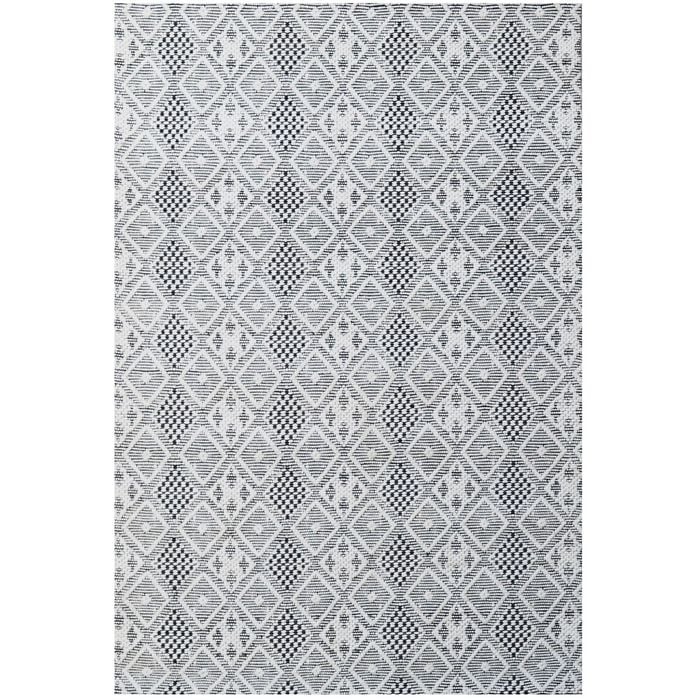 Handwoven Wool Rug-Miami 504-Ivory/Black-190x280cm