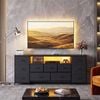 Advwin 160cm LED TV Unit Cabinet w/ 11 Drawers & Power Outlet Entertainment Center TV Stand Black