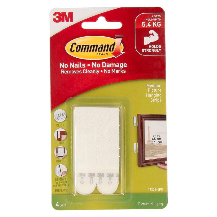 Command™ Medium White Adhesive Picture Hanging Strips - 4 Pack